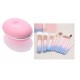 12 Brochas de maquillaje rosa/azul con estuche y masajeador facial electrico